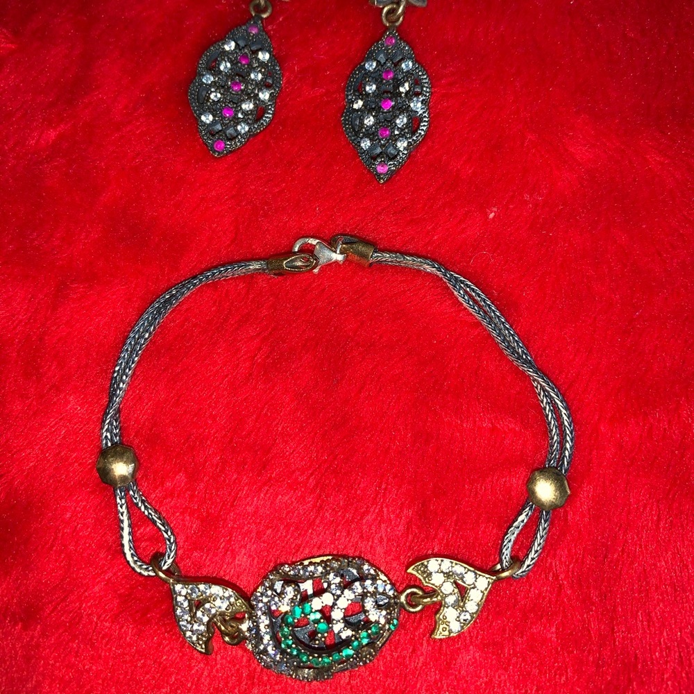 Sterling silver Turkish bracelet and earrings comb